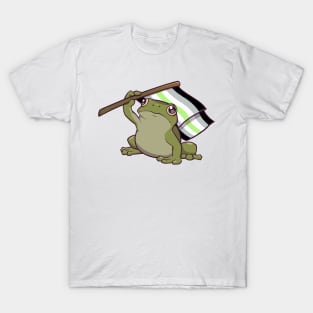 Agender Pride Flag-Holding Frog T-Shirt